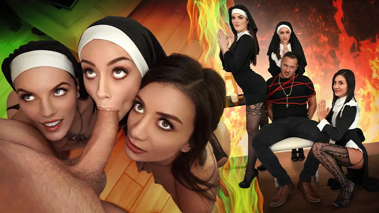 BFFS – Natalie Brooks, Selena Love and Fiona Frost – Three Horny Nuns Fuck the Devil Out of Him